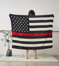 "Fire Department Flag" 1-Ply Faux Fur Everyday Blanket