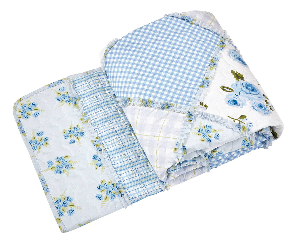 "Garden of Blues"  Quilted Throw Blanket 50"x60"