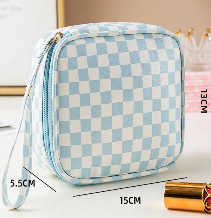 TRAVEL CHECKER MAKEUP COSMETIC POUCH BAG | 40P537