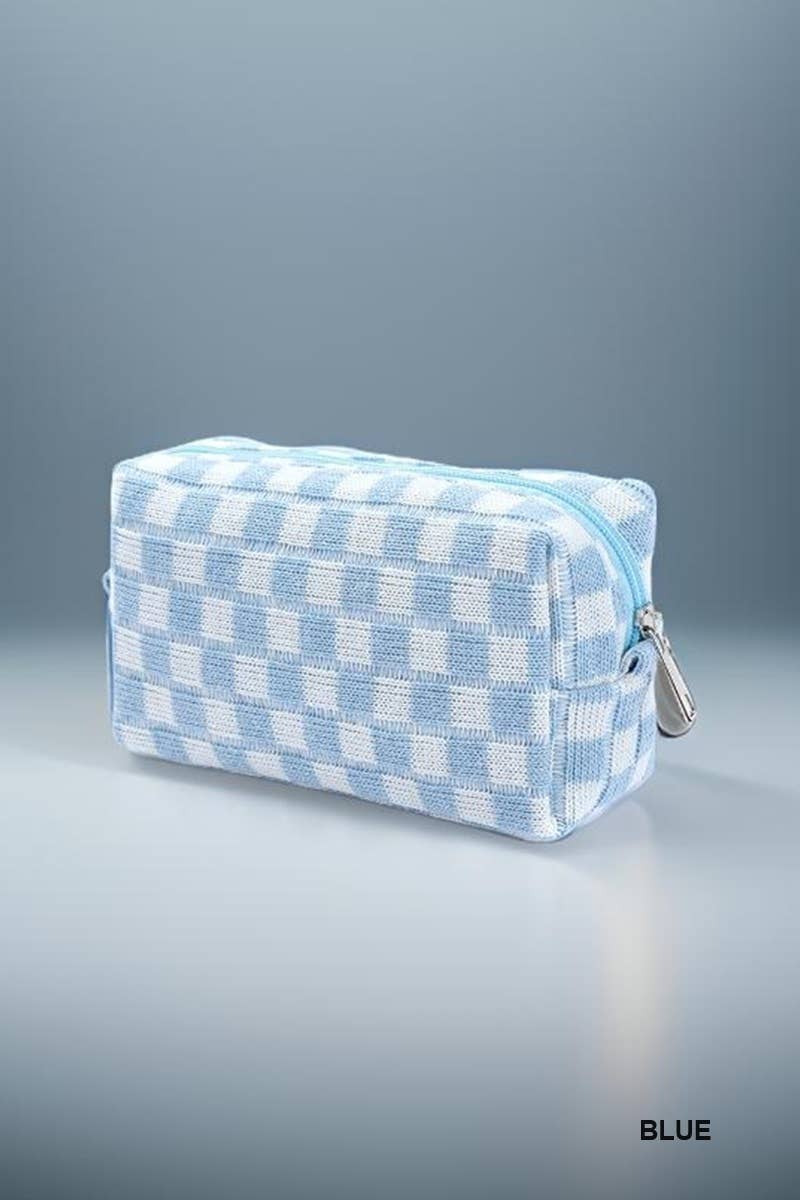 ,,,,._ SI-25644 Checkered Makeup Cosmetic Pouch Bag
