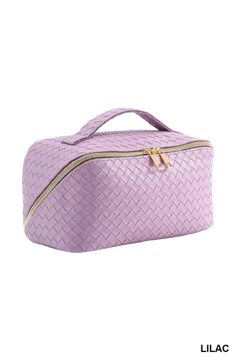 ,._ SI-26420 Woven Vegan Leather Cosmetic Makeup Travel Bag