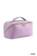 ,._ SI-26420 Woven Vegan Leather Cosmetic Makeup Travel Bag