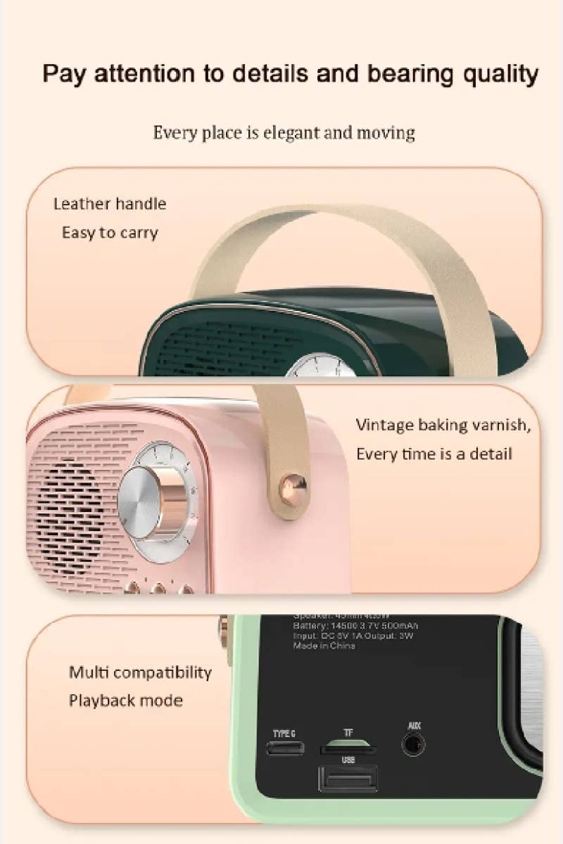 `.Mini Retro Fm Radio & Bluetooth Multifunction Speak