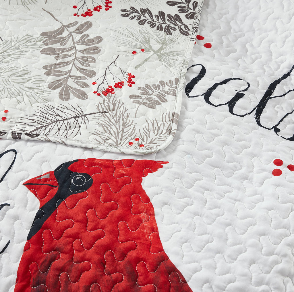 "Cardinals Appear" Inspirational Quilted Throw 50"x60"