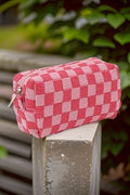 ,,,,._ SI-25644 Checkered Makeup Cosmetic Pouch Bag