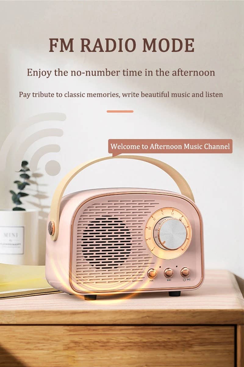 `.Mini Retro Fm Radio & Bluetooth Multifunction Speak