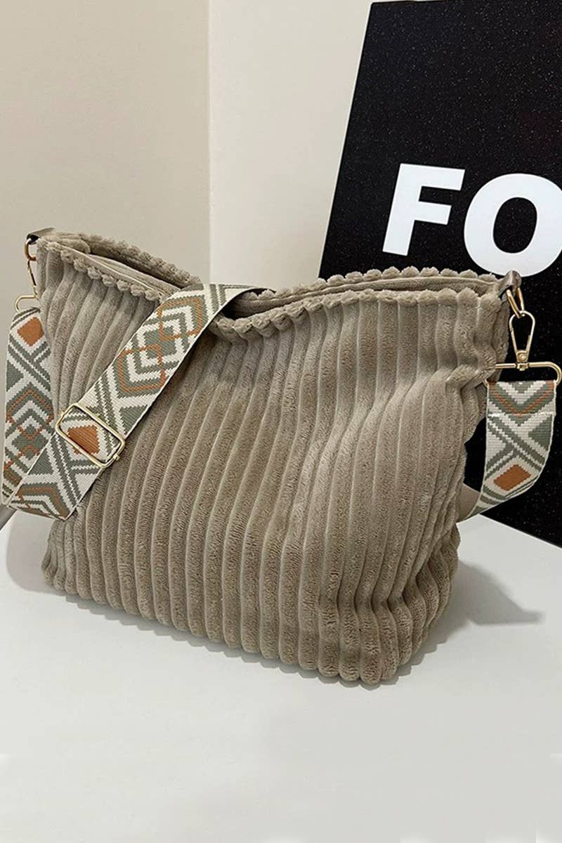 ,,,,,.1002 Corduroy Tote Bag With Guitar Shoulder Strap SI-28151