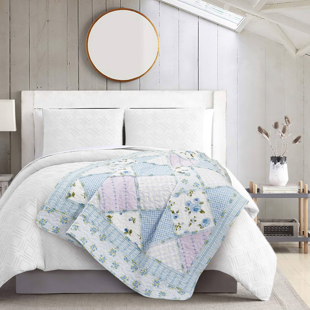 "Garden of Blues"  Quilted Throw Blanket 50"x60"