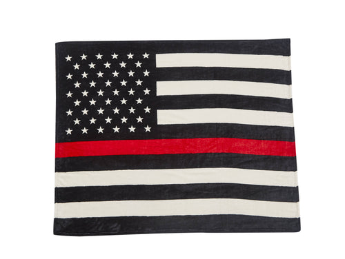 "Fire Department Flag" 1-Ply Faux Fur Everyday Blanket