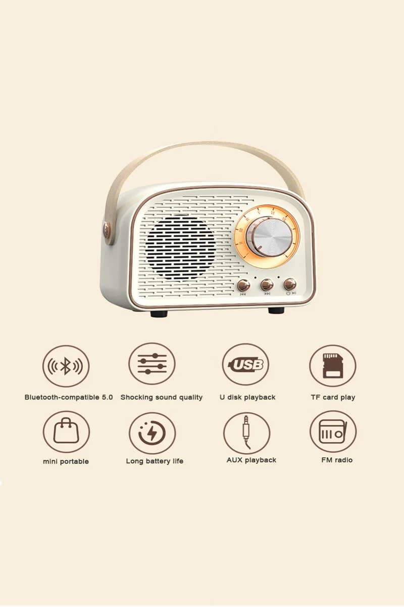 `.Mini Retro Fm Radio & Bluetooth Multifunction Speak