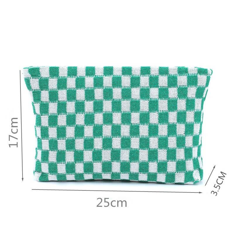TRAVEL CHECKER MAKEUP COSMETIC POUCH BAG | 40P528